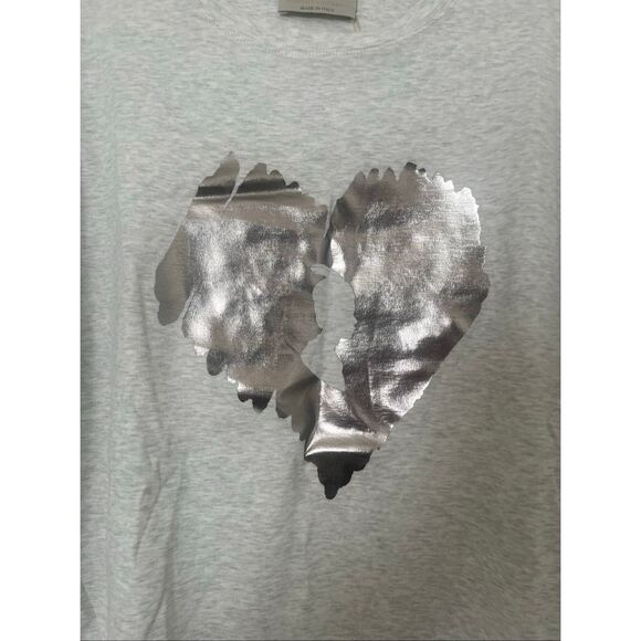 Roberta Scarpa Silver Foil Heart T Shirt NEW NWT - Picture 3 of 7